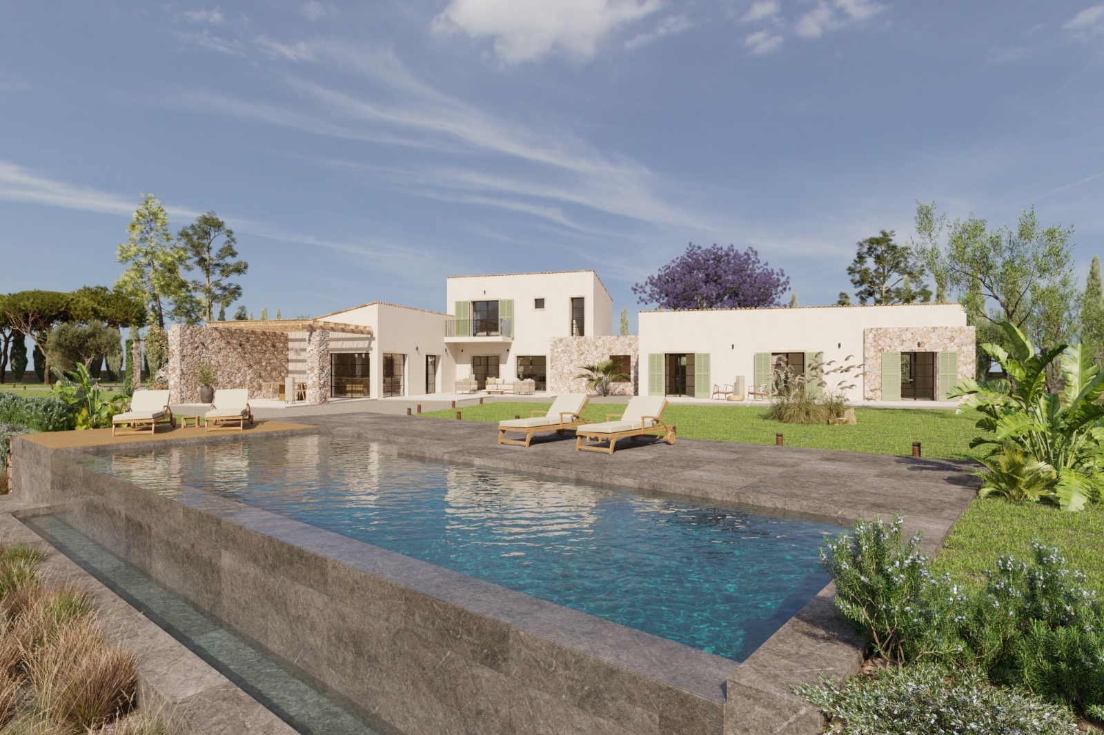 MANACOR: Herrliche Neubau-Finca mit schönem Panoramablick in ruhiger, bevorzugter Lage — Manacor