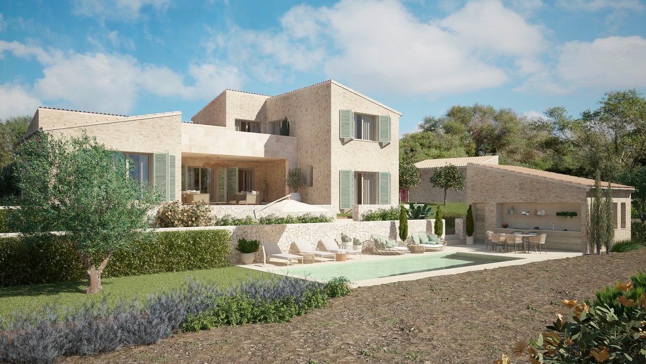 MANACOR: Schlüsselfertige Neubau-Finca mit schönem Panoramablick in ruhiger Naturlage — Manacor