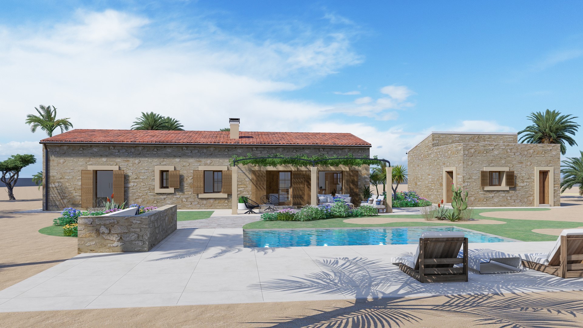PORRERES: Moderne Neubau-Finca mit hochwertiger Ausstattung und guter Anbindung, schlüsselfertig in ca. 12 Monaten — Porreres